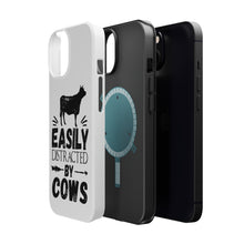 DistinctInk ToughCase for Apple iPhone, Compatible with MagSafe Charging - Easily Distracted By Cows