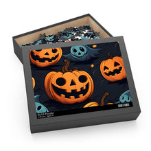 DistinctInk Jigsaw Puzzle with Nightly Fright of Bats and Ghouls Design for Halloween