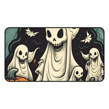 DistinctInk Desk Mat with Spooky Skeleton Pumpkins Design for Halloween