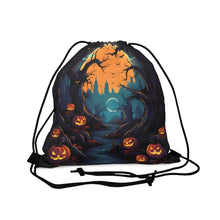 DistinctInk Drawstring Bag / Backpack with Haunted Evening Nightmare Design for Halloween