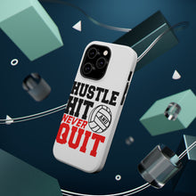DistinctInk ToughCase for Apple iPhone, Compatible with MagSafe Charging - Hustle Hit Never Quit Volleyball