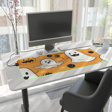 DistinctInk LED Gaming Mouse Pad with Ghoulish Bats and Pumpkins Design for Halloween