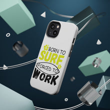 DistinctInk ToughCase for Apple iPhone, Compatible with MagSafe Charging - Born to Surf Forced to Work