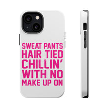 DistinctInk ToughCase for Apple iPhone, Compatible with MagSafe Charging - Sweat Pants Hair Tied Chillin' With No Make Up On