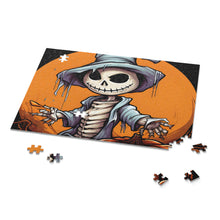 DistinctInk Jigsaw Puzzle with Haunted Jack-O'-Skeleton Design for Halloween