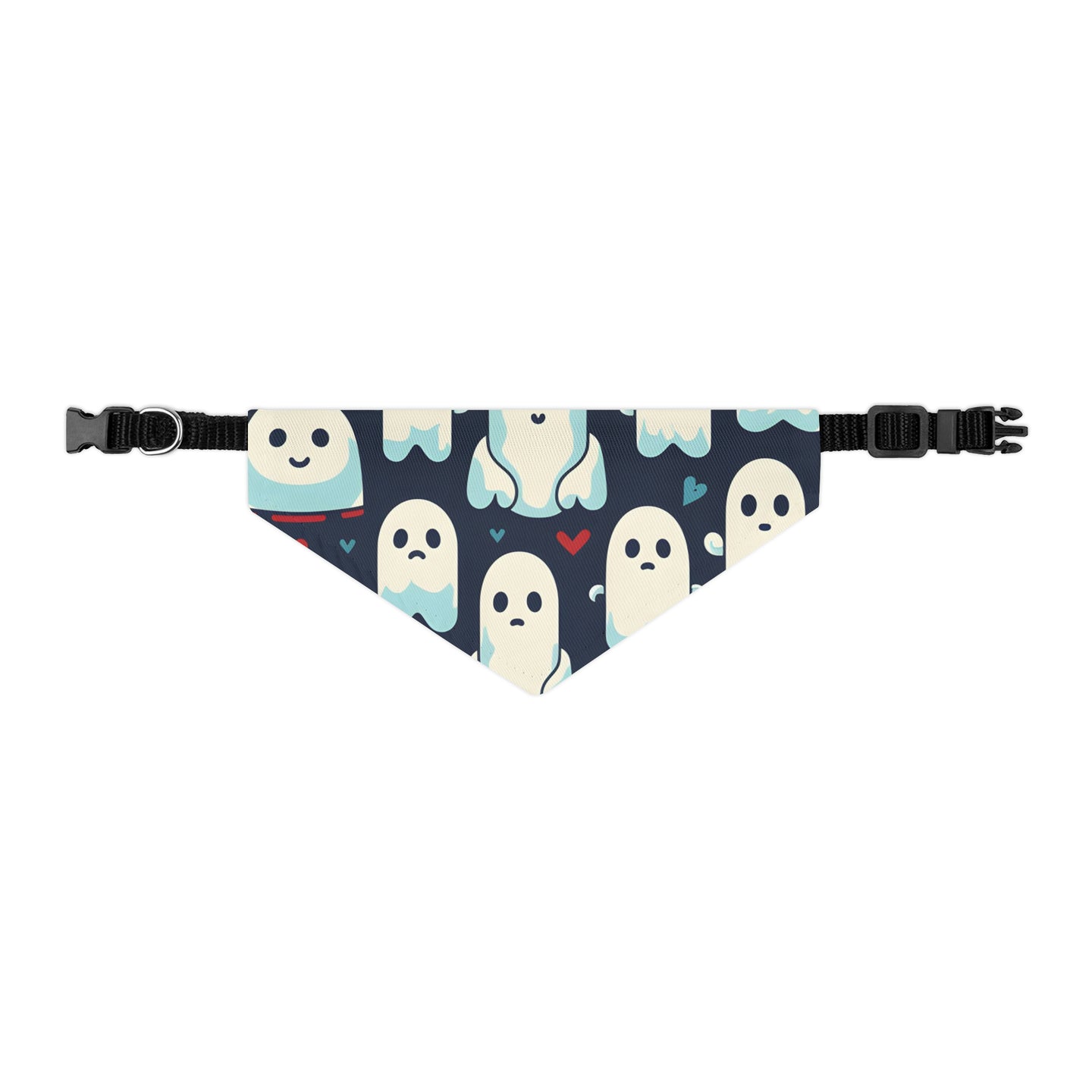 DistinctInk Adjustable Pet Banana Collar with Skelephants and Ghostly Ghouls Design for Halloween