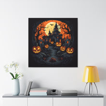 DistinctInk Canvas Wall Art with Darkness Falls on Halloween for Halloween