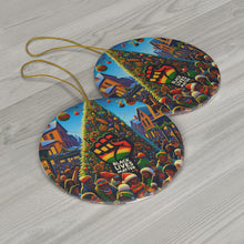 DistinctInk Hanging Ceramic Christmas Tree Ornament Charm with Gold String - Great Gift/Present - 2 3/4 inch Diameter - Christmas Unity for Black Lives