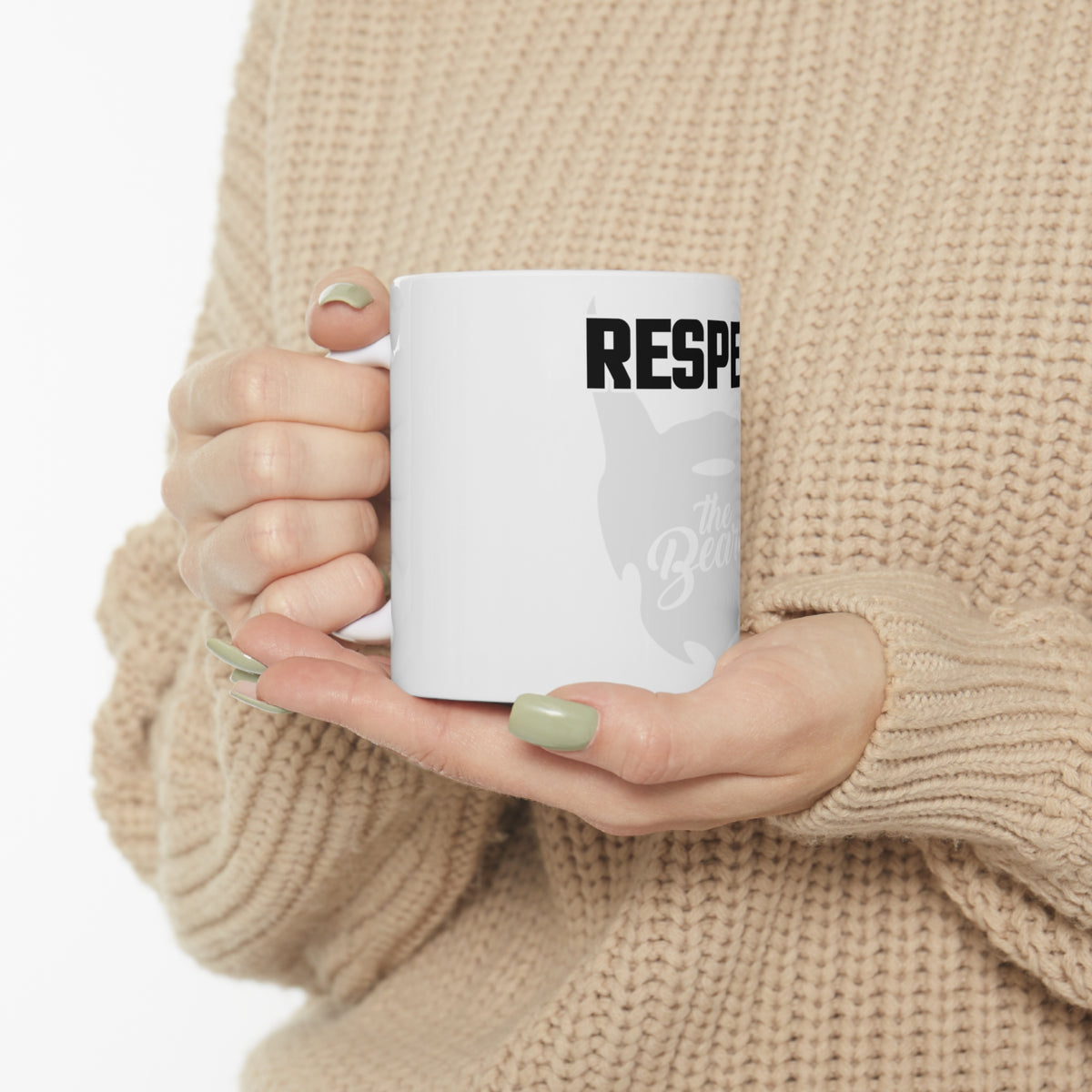 Glossy White Coffee / Tea Mug - Respect the Beard, view 10