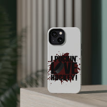 DistinctInk ToughCase for Apple iPhone, Compatible with MagSafe Charging - I Puckin' Love Hockey