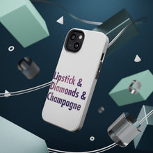 DistinctInk ToughCase for Apple iPhone, Compatible with MagSafe Charging - Lipstick & Diamonds & Champagne