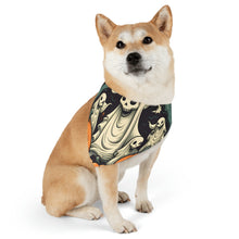 DistinctInk Adjustable Pet Banana Collar with Spooky Skeleton Pumpkins Design for Halloween