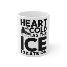 DistinctInk Glossy White Coffee / Tea Mug - Heart as Cold as the Ice I Skate On