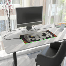 DistinctInk LED Gaming Mouse Pad with Spooky Skeleton Pumpkin Patch Design for Halloween