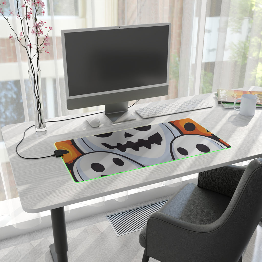 LED Gaming Mouse Pad with Skele-Pumpkin Ghost Pattern Design for Halloween, view 16