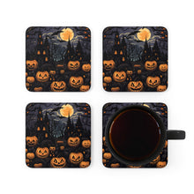DistinctInk (Set of 4) Corkwood Coasters with Spooky All Hallows' EveDesign for Halloween