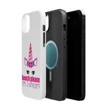 DistinctInk ToughCase for Apple iPhone, Compatible with MagSafe Charging - Beach Please I'm a Unicorn