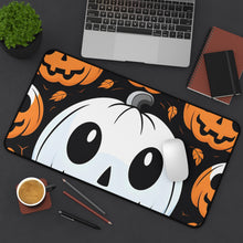 DistinctInk Desk Mat with Ghost Skeleton Cartoon Pumpkin Design for Halloween