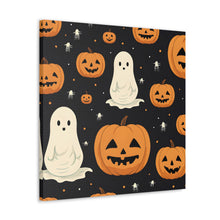 DistinctInk Canvas Wall Art with Spooky Skeleton Pumpkin Patch for Halloween