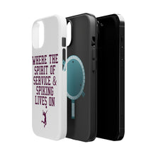 DistinctInk ToughCase for Apple iPhone, Compatible with MagSafe Charging - Spirit of Service & Spiking Lives On Tennis