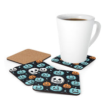 DistinctInk (Set of 4) Corkwood Coasters with Skele-Ghostly Pumpkin PatchDesign for Halloween