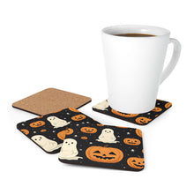 DistinctInk (Set of 4) Corkwood Coasters with Spooky Skeleton Pumpkin PatchDesign for Halloween