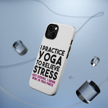DistinctInk ToughCase for Apple iPhone, Compatible with MagSafe Charging - I Practice Yoga to Relieve Stress Drink Wine