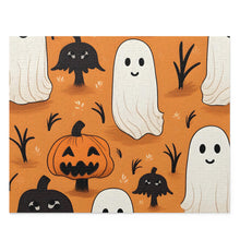 DistinctInk Jigsaw Puzzle with Ghost Skeleton Pumpkin Cartoons Design for Halloween