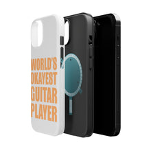 DistinctInk ToughCase for Apple iPhone, Compatible with MagSafe Charging - World's Okayest Guitar Player