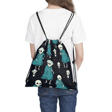 DistinctInk Drawstring Bag / Backpack with Haunted Skeleton Crew Design for Halloween