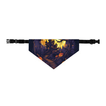 DistinctInk Adjustable Pet Banana Collar with Ghostly Ghouls in the Graveyard Design for Halloween