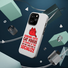 DistinctInk ToughCase for Apple iPhone, Compatible with MagSafe Charging - Sending Cute Cat Videos How I Socialize