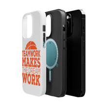 DistinctInk ToughCase for Apple iPhone, Compatible with MagSafe Charging - Teamwork Makes the Dream Work Basketball