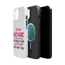 DistinctInk ToughCase for Apple iPhone, Compatible with MagSafe Charging - Female Mechanic Get It Right the First Time