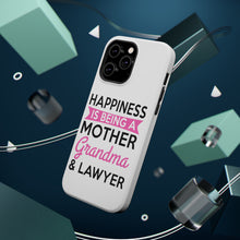 DistinctInk ToughCase for Apple iPhone, Compatible with MagSafe Charging - Happiness is Being a Mother Grandma Lawyer