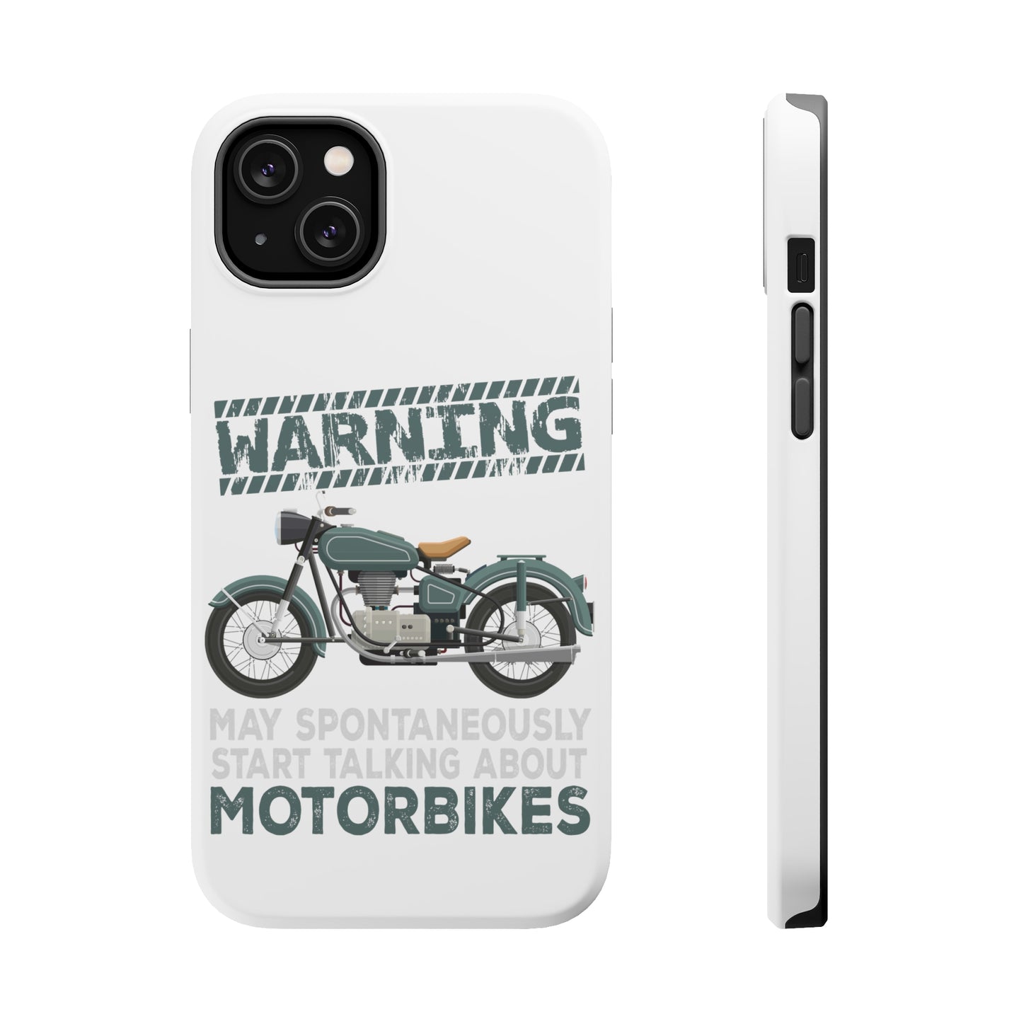 DistinctInk ToughCase for Apple iPhone, Compatible with MagSafe Charging - Spontaneously Talking About Motorcycles