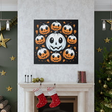 DistinctInk Canvas Wall Art with Ghost Skeleton Cartoon Pumpkin for Halloween