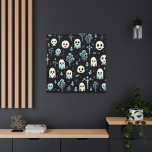 DistinctInk Canvas Wall Art with Ghastly Skeletal Shadows for Halloween
