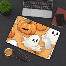DistinctInk Desk Mat with Ghostly Skeleton Pumpkin Patch Design for Halloween