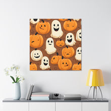 DistinctInk Canvas Wall Art with "Boo-ttifull Skeleton Cartoon Pattern Pumpkin" for Halloween