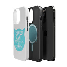 DistinctInk ToughCase for Apple iPhone, Compatible with MagSafe Charging - Cat Population is My Best Friend