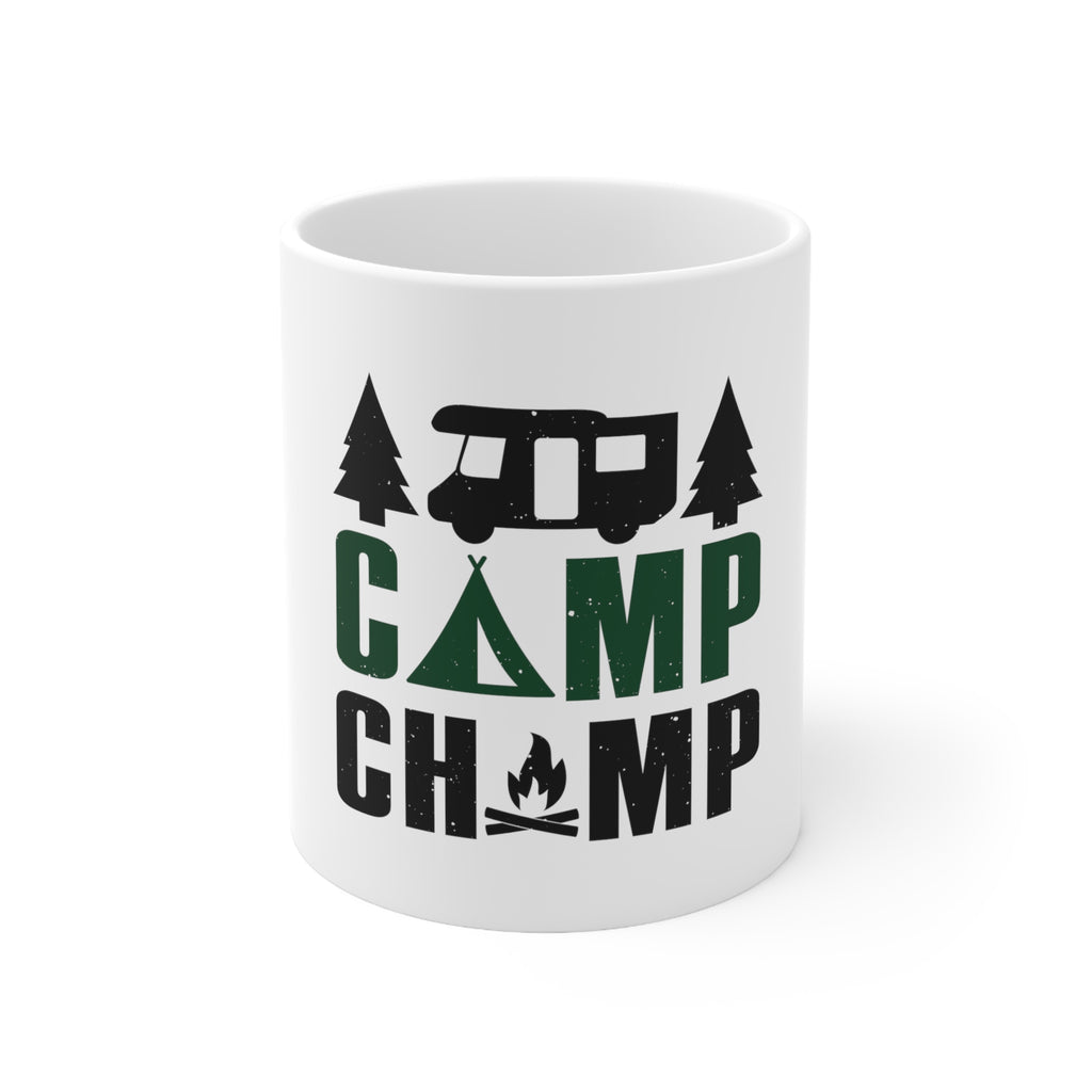 Glossy White Coffee / Tea Mug - Camp Champ - Camping Fire