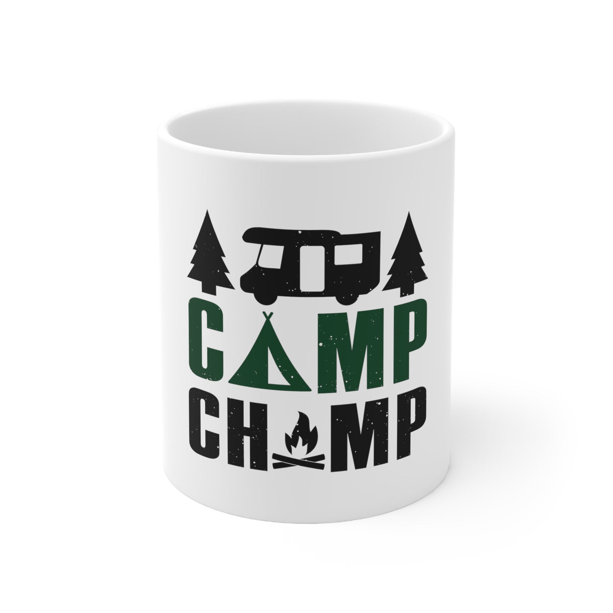 Glossy White Coffee / Tea Mug - Camp Champ - Camping Fire