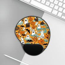 DistinctInk Mouse Pad with Wrist Rest  with Flying Pumpkin Bats Design for Halloween
