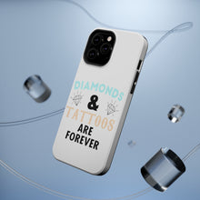 DistinctInk ToughCase for Apple iPhone, Compatible with MagSafe Charging - Diamonds and Tattoos Are Forever