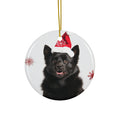 Hanging Ceramic Christmas Tree Ornament with Gold String - Schipperke Design