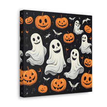 DistinctInk Canvas Wall Art with Spooky Skeleton Pumpkin Patch for Halloween