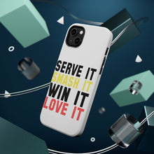 DistinctInk ToughCase for Apple iPhone, Compatible with MagSafe Charging - Serve It Smash It Win It Love It Tennis
