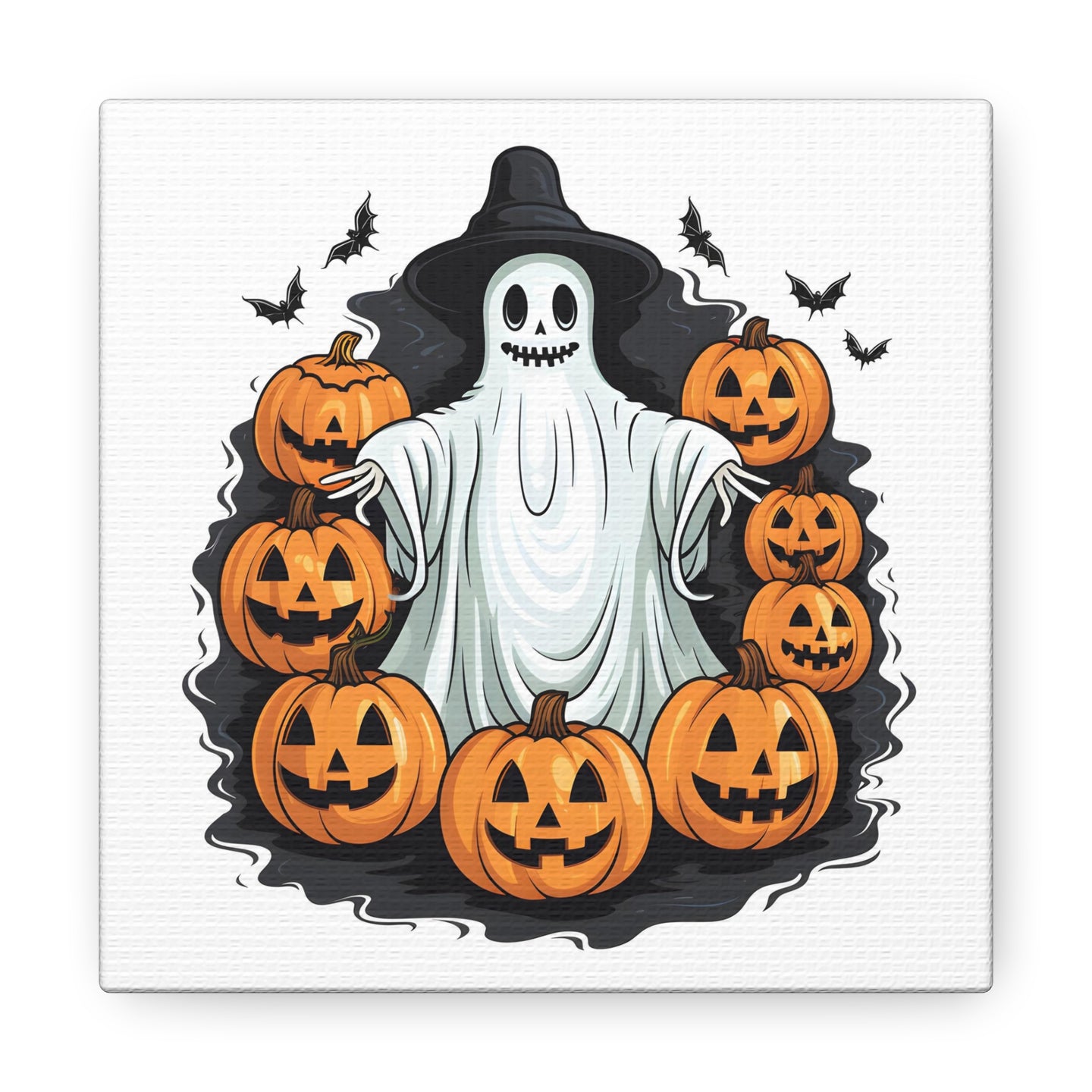 DistinctInk Canvas Wall Art with Ghost Skeleton Pumpkins Pattern for Halloween