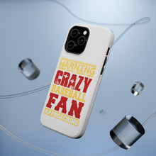 DistinctInk ToughCase for Apple iPhone, Compatible with MagSafe Charging - Warning Crazy Baseball Fan Approaching